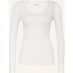 Weiße Langärmelige rosemunde V-Ausschnitt Rippshirts aus Seide für Damen Größe M 
