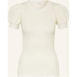 Beige Kurzärmelige rosemunde T-Shirts aus Baumwolle für Damen Größe M 