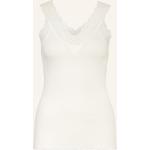 Weiße rosemunde Bio V-Ausschnitt Rippshirts aus Baumwolle für Damen Größe S 