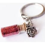 Nickelfreie Rosa Schlüsselanhänger & Taschenanhänger aus Glas 
