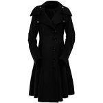 Schwarze Leo-Look Vintage Trenchcoats lang aus Kunstfell mit Kapuze für Damen für den für den Sommer 