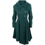 Grüne Unifarbene Oversize Wasserdichte Trenchcoats lang mit Gürtel aus Wolle für Damen Größe 3 XL für den für den Herbst 