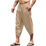 Nudefarbene Unifarbene Loose Fit Atmungsaktive Baggy-Pants & Baggy-Hosen aus Leinen für Herren Große Größen 