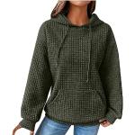 Pastellgrüne Unifarbene Oversize Kaschmir-Pullover mit Reißverschluss aus Wolle mit Kapuze für Damen Größe XL für den für den Winter 