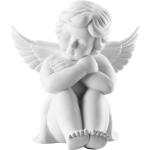 Weiße 14 cm Sitzende Engel matt aus Porzellan 