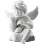 Weiße 10 cm Engelfiguren mit Eulenmotiv matt aus Porzellan 