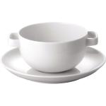 Weiße Moderne Teetassen aus Porzellan mikrowellengeeignet 2-teilig 