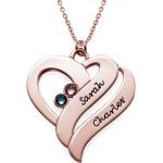 Rosa Herzketten aus Silber personalisiert für Damen 