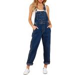 Blaue Vintage Atmungsaktive Jeans-Latzhosen aus Denim für Damen Größe XL 