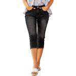 Reduzierte Schwarze Ripped Jeans & Zerrissene Jeans mit Reißverschluss aus Denim für Damen Größe XXL für den für den Sommer 