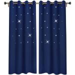 Marineblaue Sterne Kindergardinen & Kinderzimmer-Gardinen strukturiert aus Polyester blickdicht 