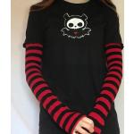 Schwarze Gestreifte Grunge T-Shirts aus Baumwolle für Damen 