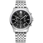Rotary Herren Chronograph Analog Quarz Uhr mit schwarzem Zifferblatt und silbernem Edelstahlarmband GB00475/19, Armband