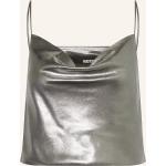 Silberne Rotate Wasserfall-Ausschnitt Spaghettiträger-Tops Metallic aus Polyester Cropped für Damen Größe S 