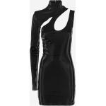 Reduzierte Schwarze Unifarbene Langärmelige Rotate Mini One Shoulder Minikleider & kurze Kleider mit Reißverschluss für Damen Größe XS 