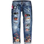 Hellblaue Gestreifte Ripped Jeans & Zerrissene Jeans aus Denim für Damen Größe 5 XL Petite zum Oktoberfest 
