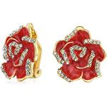 Rote Retro Bling Jewelry Ohrclips vergoldet aus Kristall 14 Karat für Damen zum Muttertag 