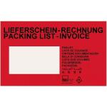 | selbstklebend und in 9 Sprachen bedruckt 4000 rote Lieferscheintaschen Begleitpapiertasche DIN-lang-Format 240 x 130 mm 