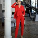 Rote Businesskleidung für Damen Größe S 3-teilig 