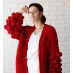 Rote Grobstrickjacken aus Wolle für Damen Einheitsgröße 