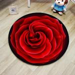 Rosa Blumenmuster Moderne Runde Runde Teppiche aus Textil maschinenwaschbar 