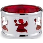 Rote Weihnachts-Teelichthalter mit Engel-Motiv versilbert 