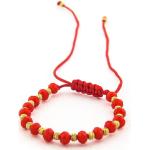 Rote Boho Perlenarmbänder aus Gold mit Echte Perle für Damen 