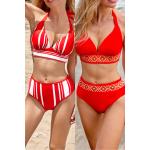 Rote Cupshe Neckholder-Bikinis aus Polyester Handwäsche für Damen Größe S 