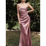 Rosa Elegante Maxi Abendkleider rückenfrei aus Polyester für Damen Übergrößen für den für den Sommer 
