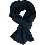 Marineblaue Unifarbene Casual Crinkle-Schals aus Baumwolle für Herren Größe L 