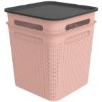 Pinke Aufbewahrungsboxen mit Deckel aus Kunststoff 