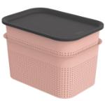 Pinke Aufbewahrungsboxen mit Deckel aus Kunststoff 