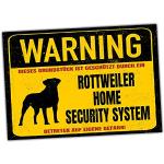 Rottweiler Dog Schild Warning Security System Türschild Hundeschild Warnschild Fun