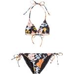 Anthrazitfarbene Roxy Island Triangel-Bikinis mit Meer-Motiv für Damen Größe XS 