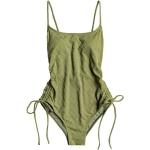 Grüne Roxy Badeanzüge mit hohem Beinausschnitt für Damen Größe L 