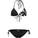 Anthrazitfarbene Triangel-Bikinis mit Meer-Motiv mit verstellbaren Trägern für Damen Größe S 