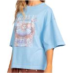 Blaue Langärmelige Roxy Boyfriend Bio T-Shirts aus Baumwolle für Damen Größe S 