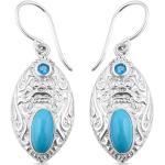 Hellblaue Boho Dornröschen Ohrhänger mit Türkis handgemacht für Damen 