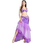 Violette Spanierin-Kostüme mit Strass aus Mesh für Damen Größe M 