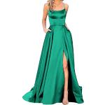 Grüne Elegante Langärmelige One Shoulder Lange Abendkleider aus Satin für Damen Größe 3 XL für Hochzeitsgäste für den für den Sommer 