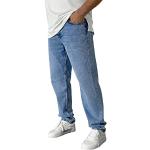 Schwarze Y2K Straight Leg Jeans aus Leinen für Herren Übergrößen 
