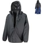 Schwarze Gesteppte Wasserdichte 3-in-1 Jacken mit Reißverschluss aus Taft für Herren Größe 4 XL für den für den Winter 