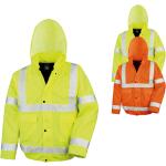 Orange Warnschutzjacken mit Reißverschluss aus PU mit Kapuze für Herren Größe 3 XL für den für den Winter 