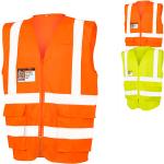 Orange Atmungsaktive Herrenwarnwesten & Herrensicherheitswesten mit Reißverschluss aus Mesh mit Reflektoren Größe 3 XL 