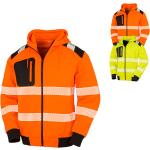 Orange Winddichte Atmungsaktive Warnschutzjacken mit Reißverschluss aus Fleece mit Kapuze für Herren Größe XL 
