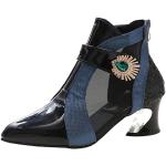 Blaue Vintage Offene Blockabsatz High Heel Stiefeletten & High Heel Boots mit Riemchen leicht für Damen Größe 37 für den für den Sommer 