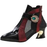 Rote Bestickte High Heel Stiefeletten & High Heel Boots mit Riemchen aus Veloursleder wasserdicht für Damen Größe 37 für den für den Sommer 