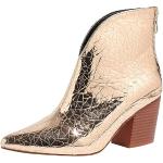 Goldene Casual Runde Cowboy-Boots & Cowboystiefeletten mit Reißverschluss aus Leder wasserfest für Damen Größe 42 für den für den Winter 