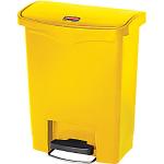 Gelbe Rubbermaid Treteimer aus Kunststoff mit Deckel 