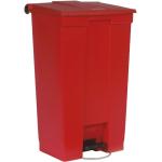 Rote Rubbermaid Treteimer 90l aus Kunststoff mit Deckel 
